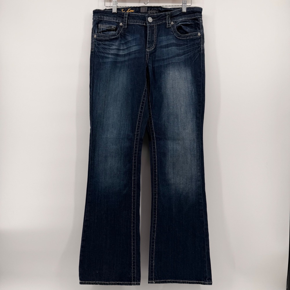 Kut from the Kloth Womens So Low Bootcut Jeans Dark Wash Contrast Stitch Size 10